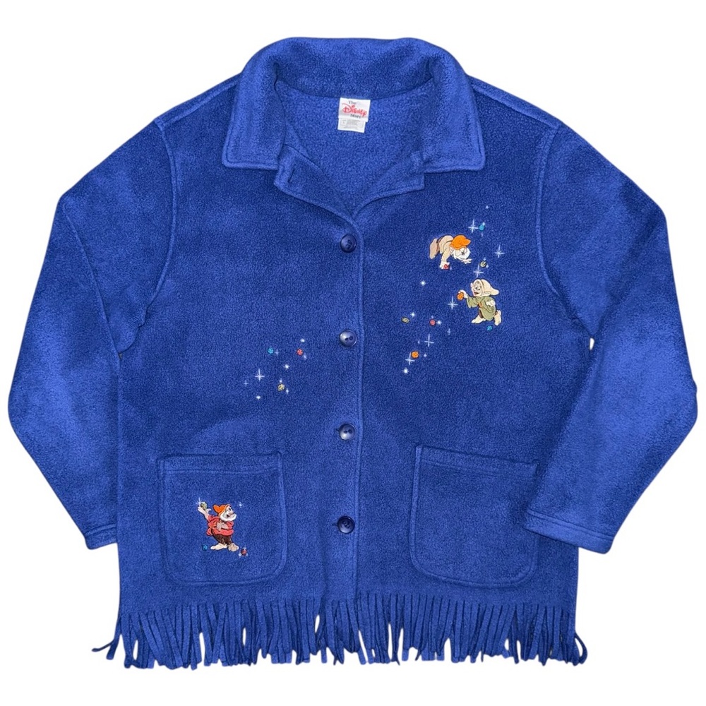 VTG 90s Disney Store Fleece Jacket Large Snow White Seven Dwarfs Embroidered